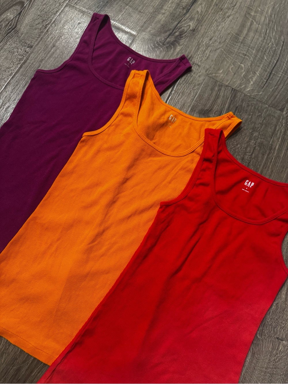 GAP Ribbed Tank Tops Plum purple, Orange, Red (Set of 3) size small women